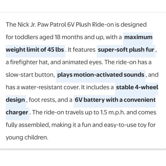 Nick Jr Paw Patrol Marshall 6V Plush Ride-on Rare Marshall - WORKS, No Charger - Picture 13 of 16